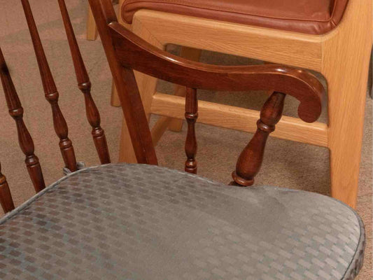 Cherry Windsor Arm Bench with Teal Seat Cushion