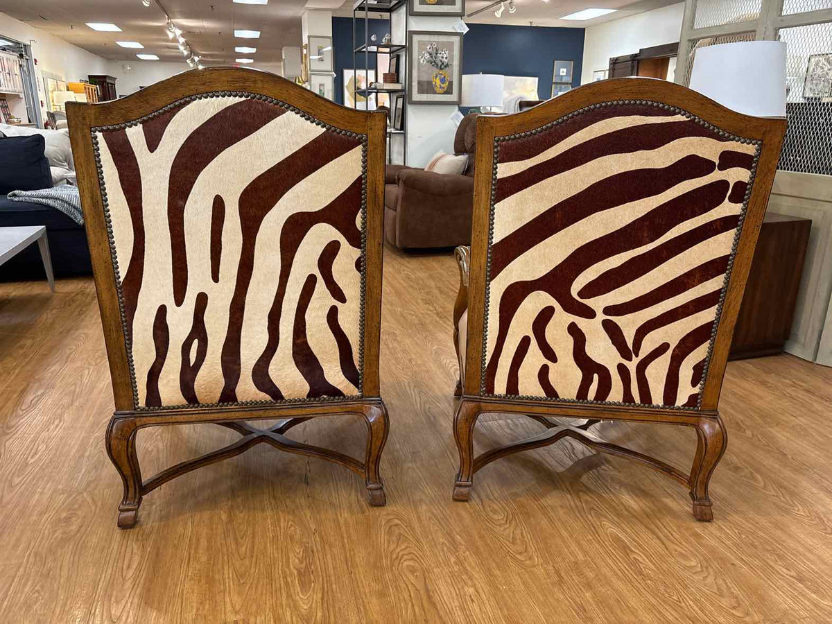 Pair of Carved Wood Zebra Armchairs
