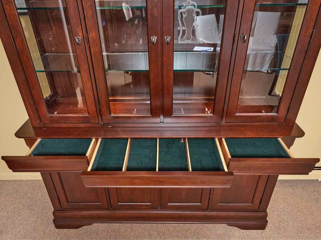 West Brothers Louis Phillippe Style  Dark  Cherry Finish 2 Piece China Cabinet