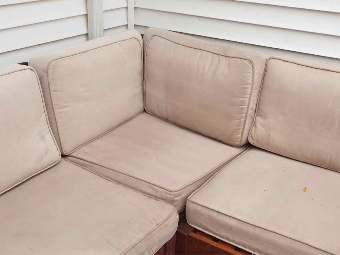 Pottery Barn 5 Piece Teak Frame Outdoor Sectional & Ottoman