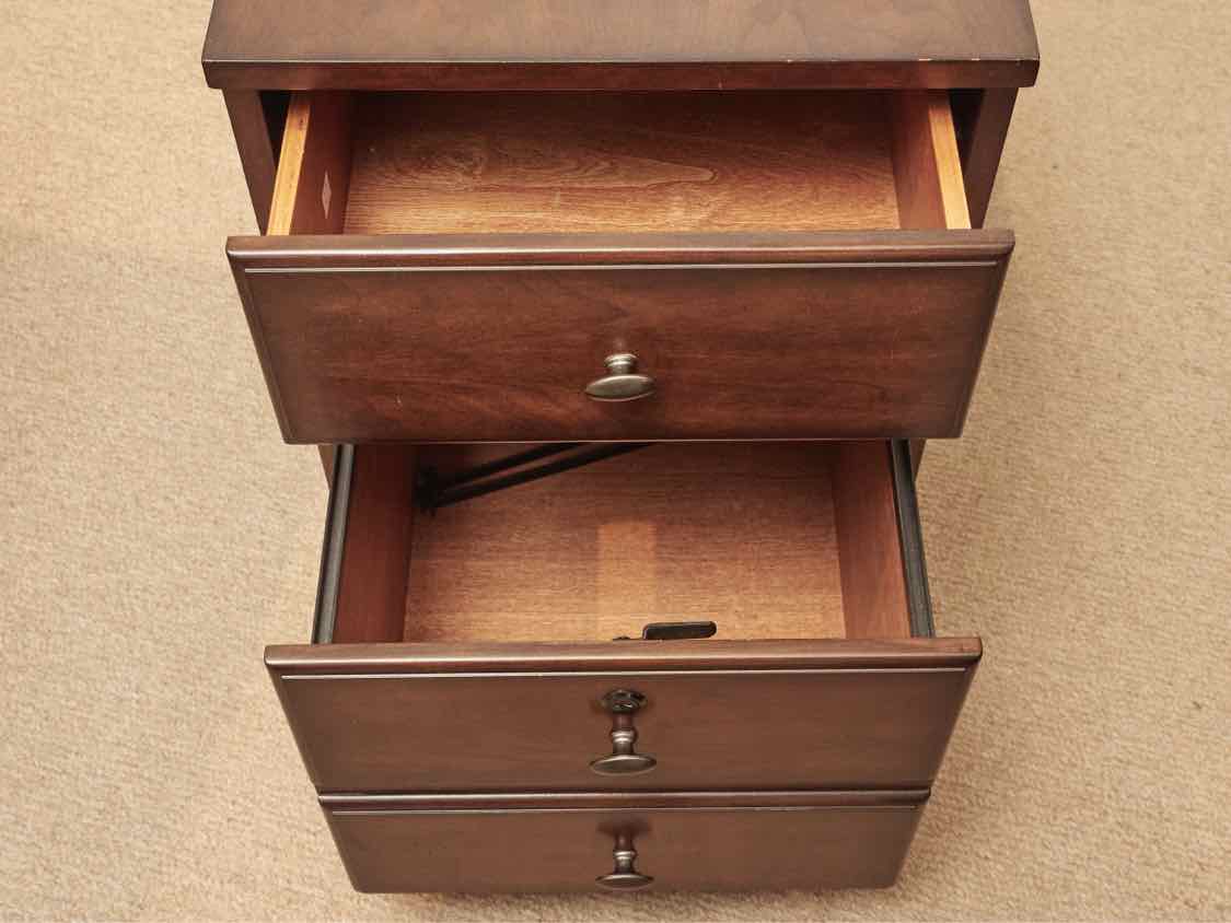 Dark Stained 1 Drawer 1 File Drawer On Wheels File Cabinets