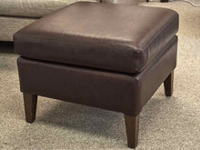 Square Embossed Leather Ottoman in Dark Brown