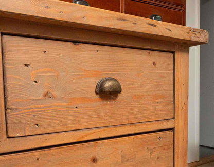 Four Hands Reclaimed Wood 7 Drawer Dresser in Sundried Wheat Finish with Mirror