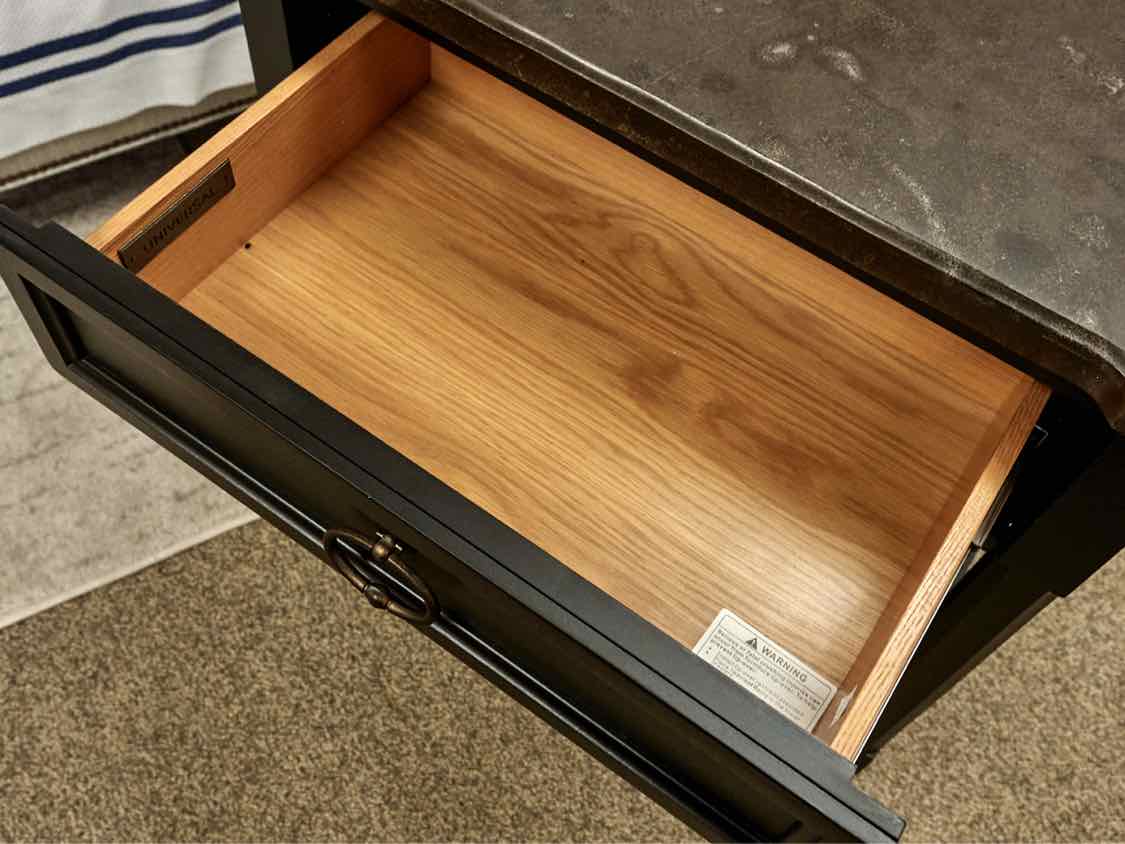 Pair of Universal Black Nightstands W/ Stone Tops