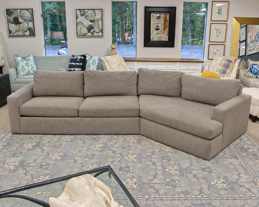 Room & Board Plush Microfiber Track Arm Sectional In Soft Grey