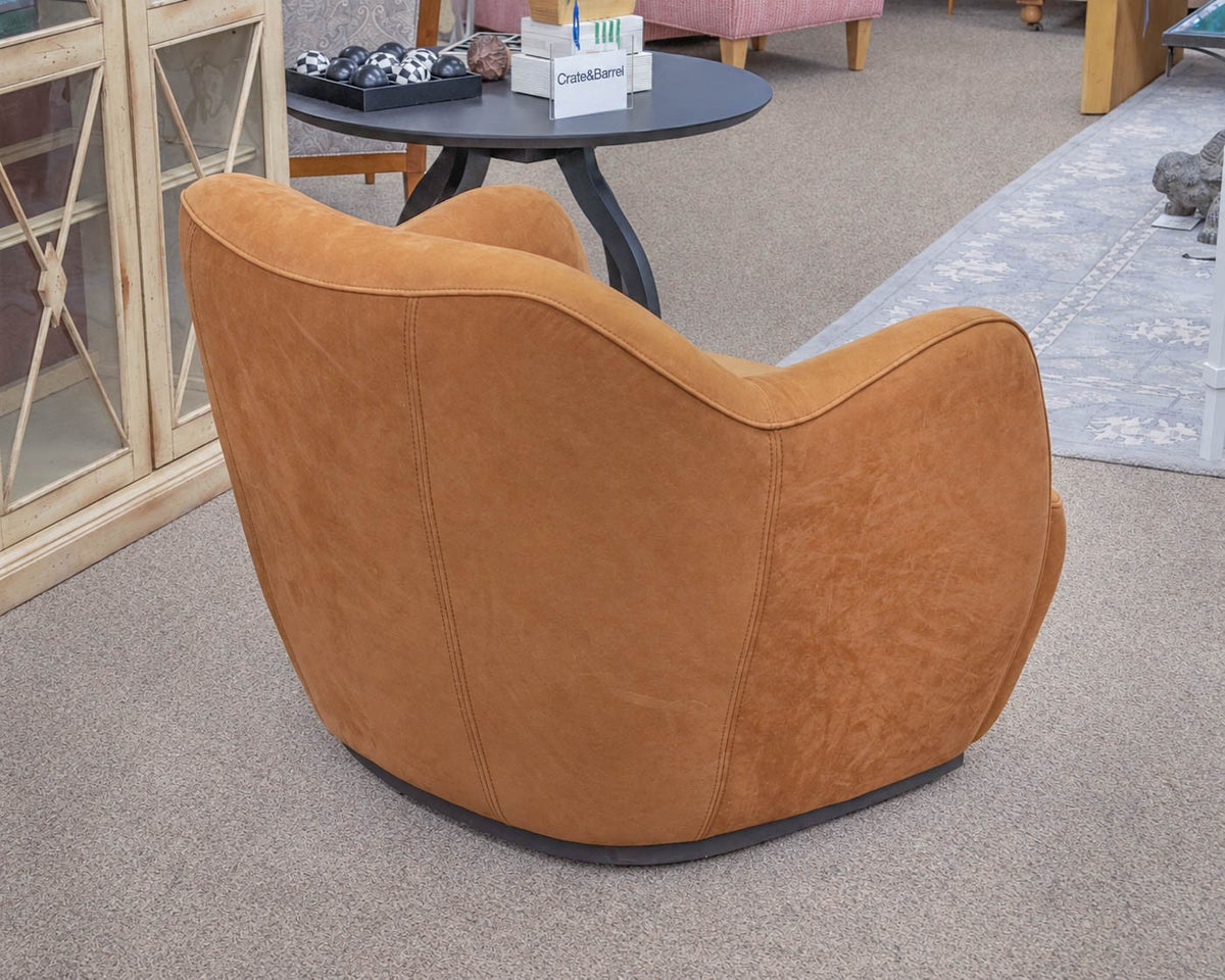 Four Hands Pair of  Swivel 'Julius' Nubuck Cognac Chairs
