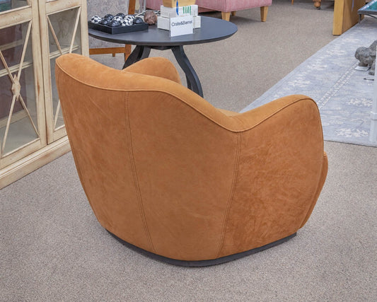 Four Hands Pair of  Swivel 'Julius' Nubuck Cognac Chairs