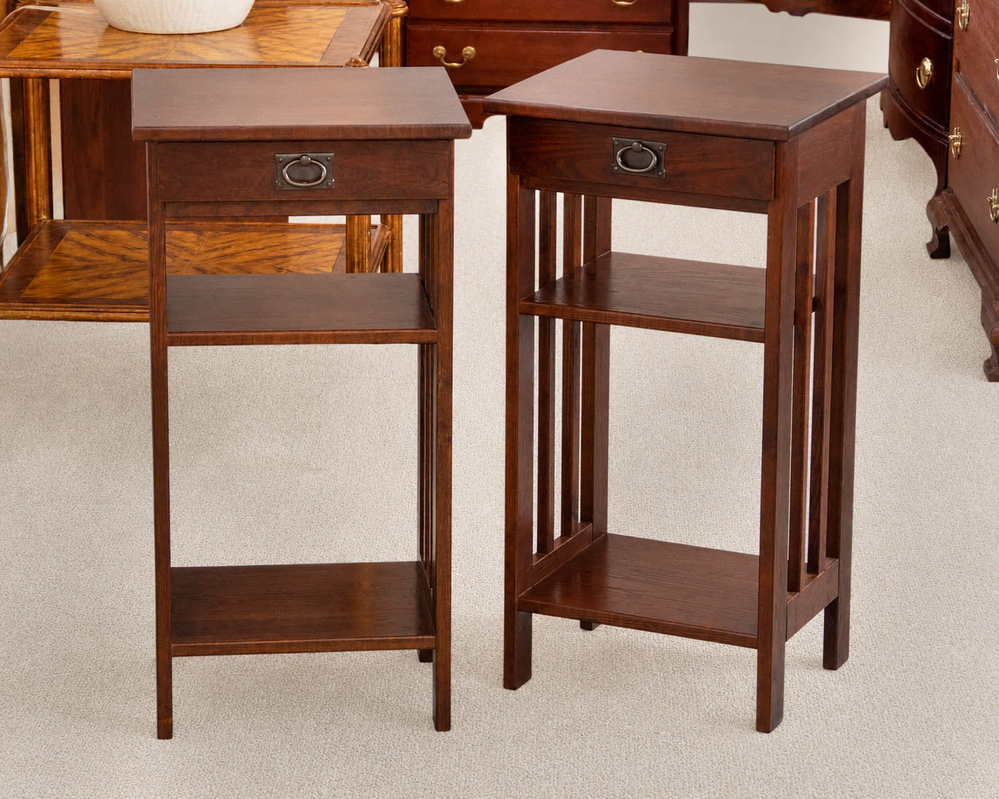 Pair of Mission Style Oak Nightstand