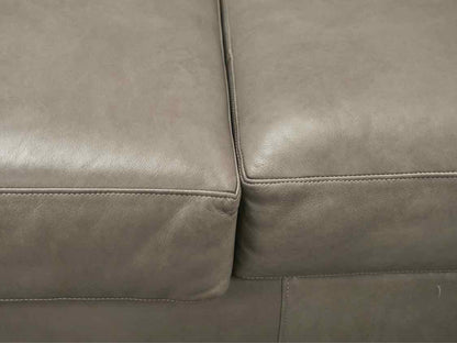 Grey Leather 3 Piece Sectional with Bench Seat Cushions