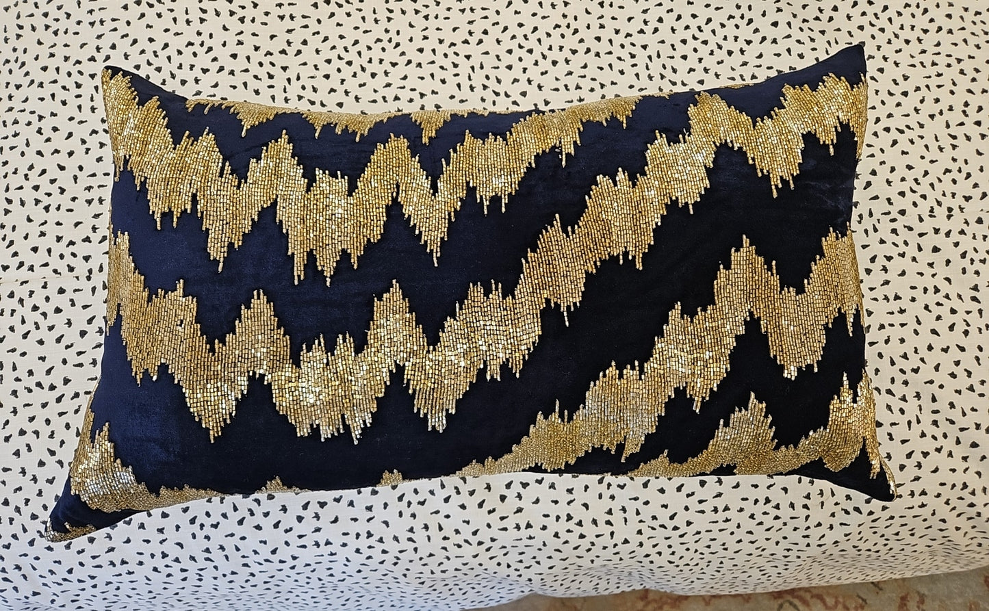Pair Of Callisto Home Velvet Beaded Accent Pillows