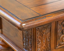 Broyhill Carved Oak Buffet Table W/ 2 Darwers On Spiral Barley Twist Legs