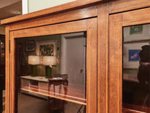 Mahogany With Inlay Accents 3 Glass Door 9 Adjustable Shelves Bookcase