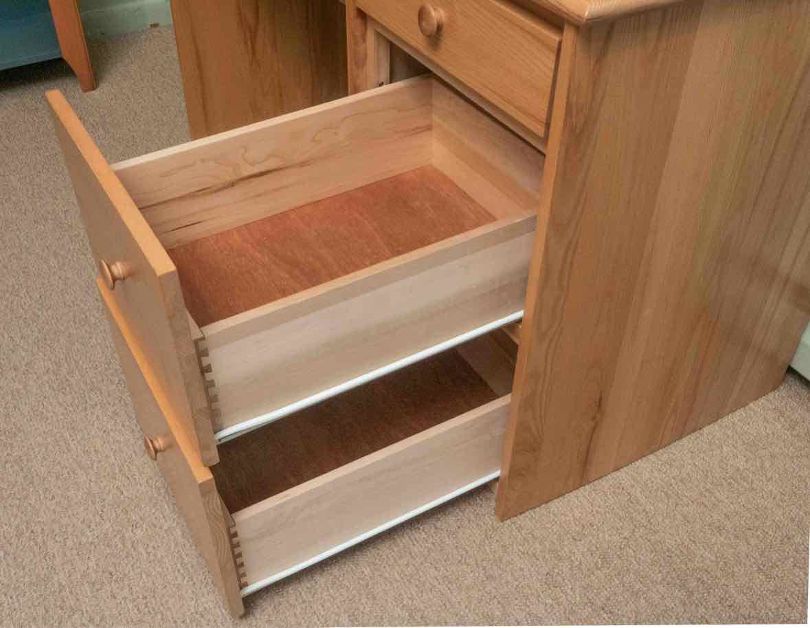 Oak 4 Drawer Desk & Hutch Top