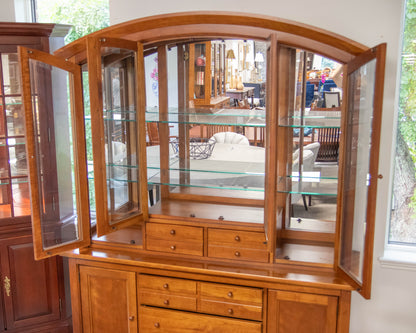 Stanley Two Piece Cherry  Lighted Hutch And Server