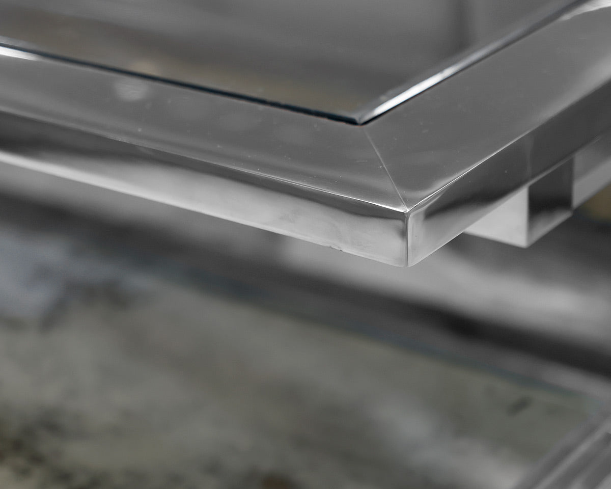 Rectangular Glass and Chrome Cocktail Table