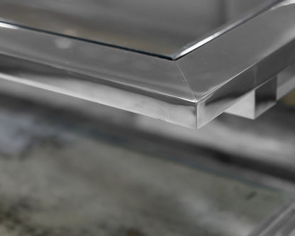 Rectangular Glass and Chrome Cocktail Table