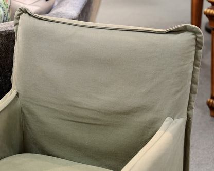 Pair of 'Neva' Slipcovered Six Penny Swivel Chairs
