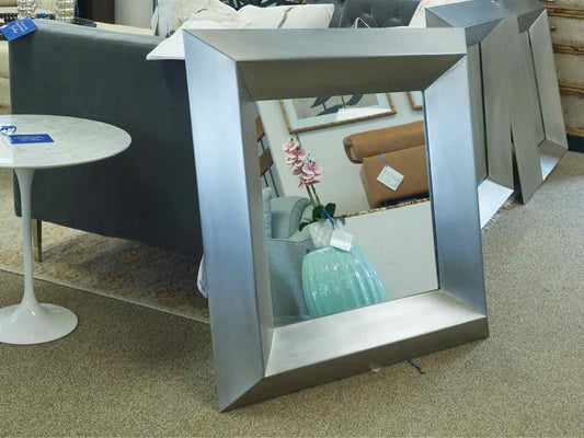 Crate & Barrel Silver Toned Framed Mirror