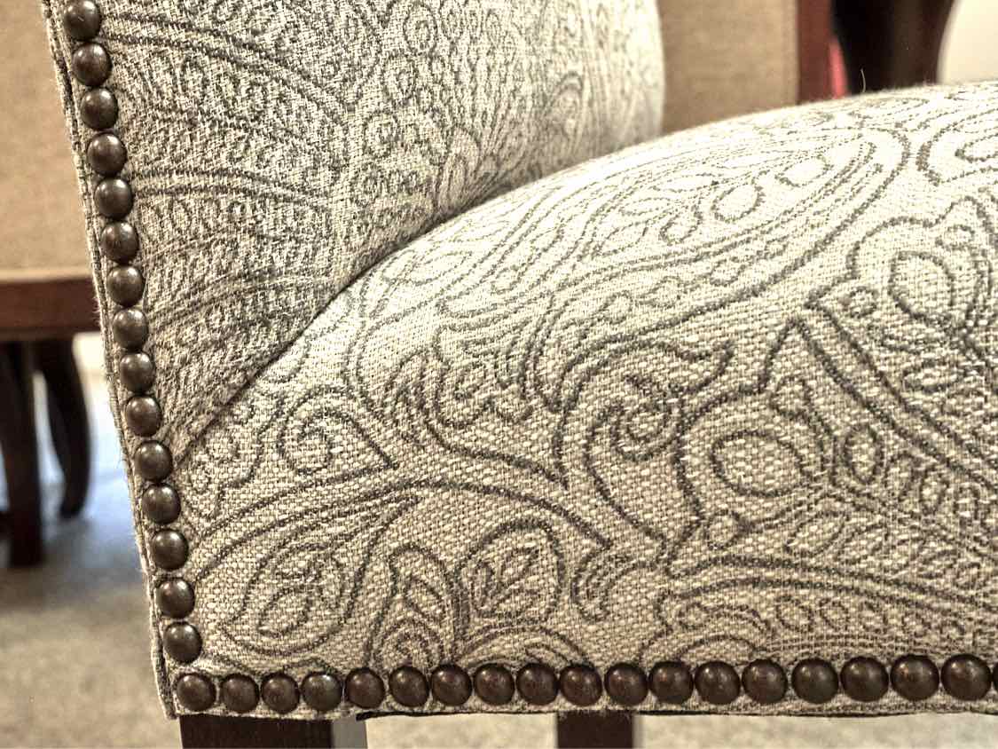 Set of Four Bassett Light Grey Upholstered Side Chairs
