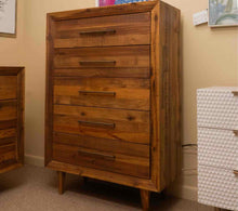 West Elm 'Alexa' Reclaimed  Pine Brass Finsh Handles 5 Drawer Chest