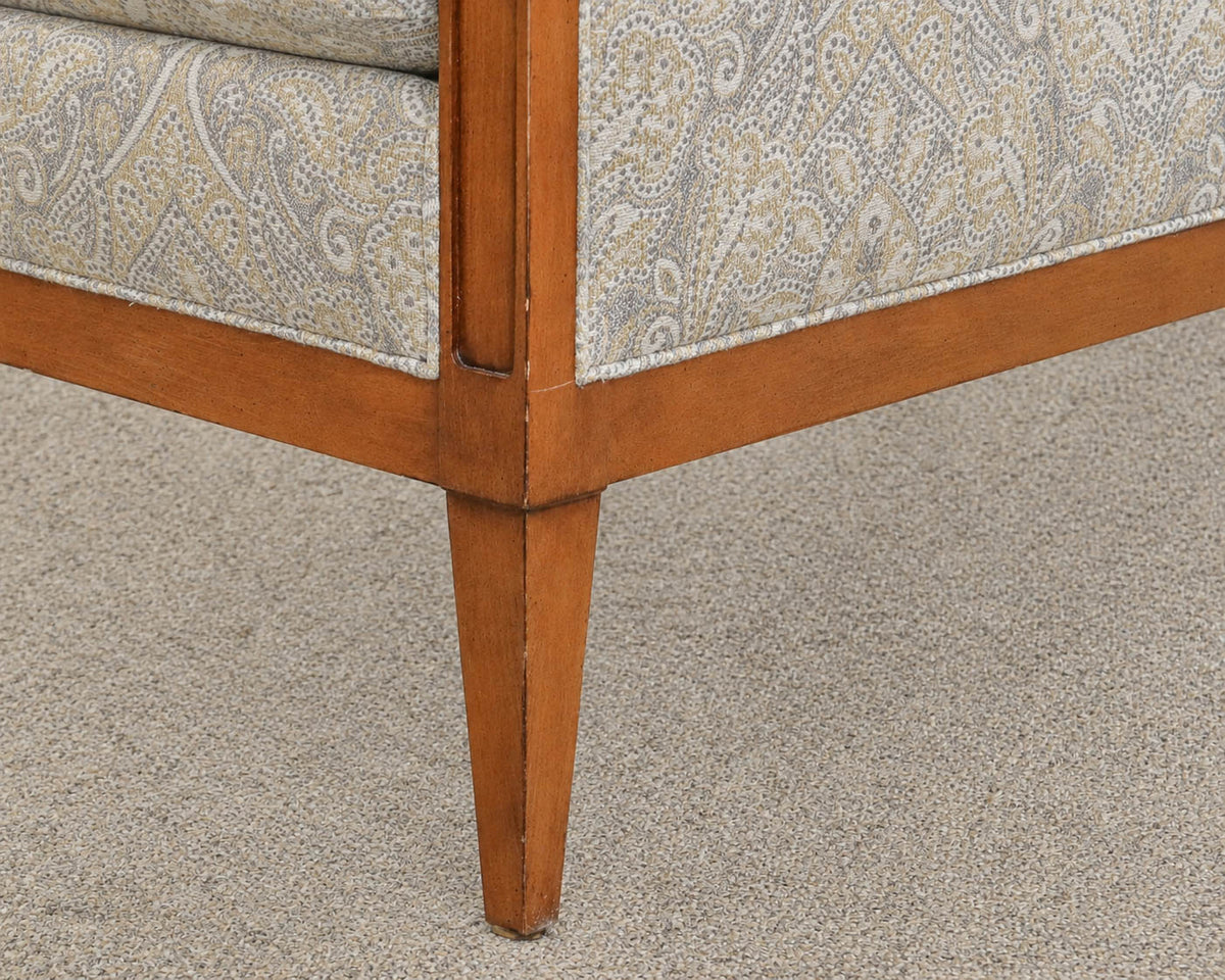 Pair of Ethan Allen Wood Trim Chairs  with Paisley Uphostery