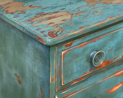 Four Drawer Dresser in Distressed Turquoise Finish