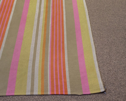 Dash & Albert Aruba Stripe Cotton Area Rug in Orange, Pink and Lime Green