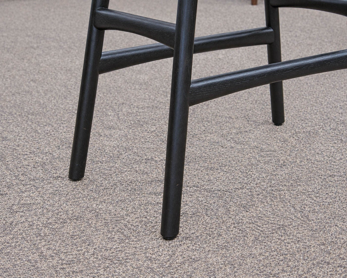 Pair of Ethnicraft "Osso" Black Finish Oak Saddle Seat Counter Stools