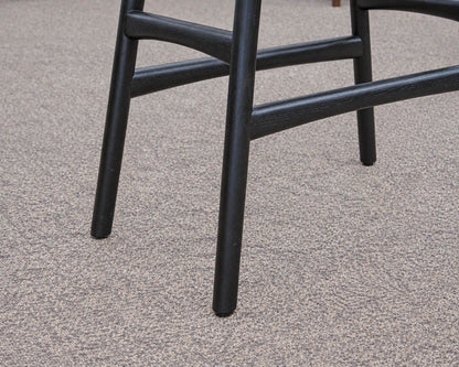 Pair of Ethnicraft "Osso" Black Finish Oak Saddle Seat Counter Stools