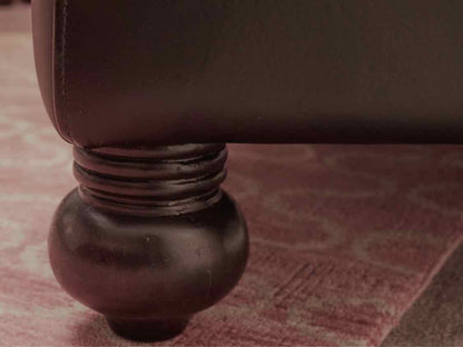 Black Bonded Leather Tufted  Ottoman