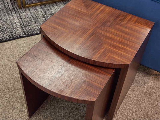 Ethan Allen Zebra Wood Nesting  Side Tables