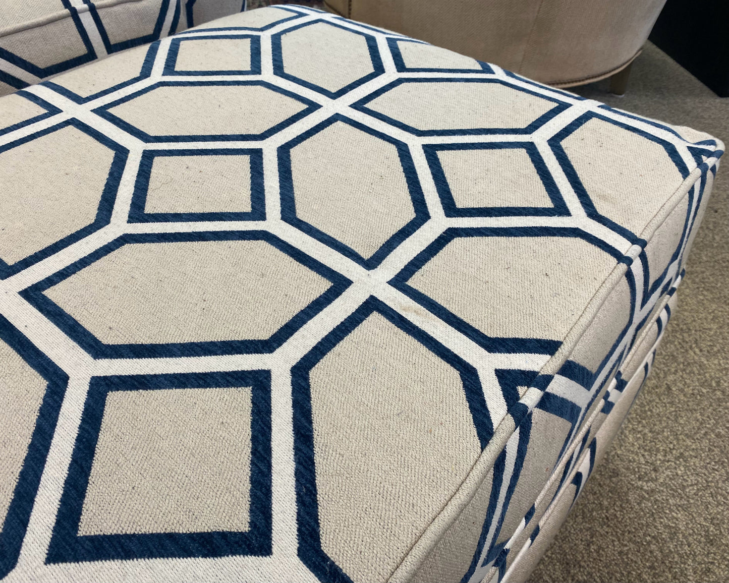 Club Chair & Ottoman in Geometric Fabric Design