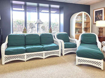 White Wicker 3-Piece Porch Set