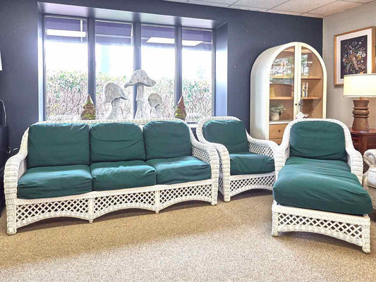 White Wicker 3-Piece Porch Set