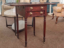 Mahogany 2 Drawer Turned Legs On Casters Drop Leaf Side Table