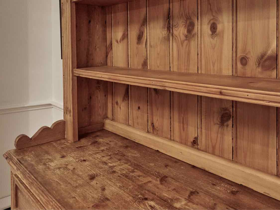 Dillon & Co.English Pine Open Hutch with 2 Shelves  & Fluted Sides