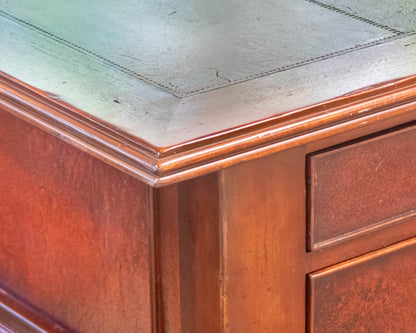 Southcone .Mahogany 5 drawer Executive  Desk with Leather Inlay Top