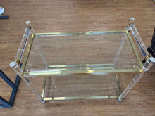 Acrylic and Brass Two-Tier Bar Cart