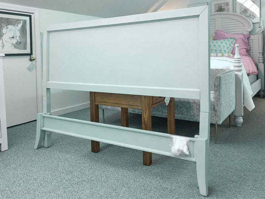 Dove Grey Finish Panel  Queen Bed with Wood Rails & Slats