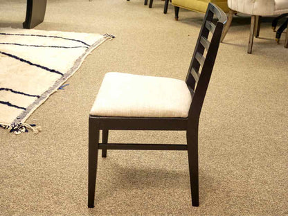 Set of Six MCM Dining Chairs in Black W/ Upholstered Seats
