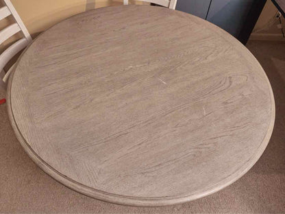 Round  Driftwood Top Finish Cream Finish Table &  4 Chair Set