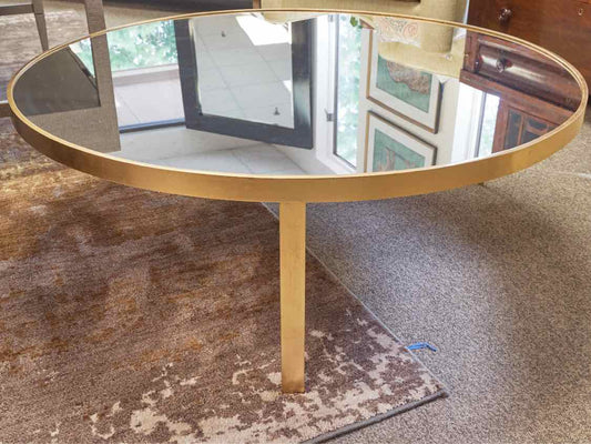 Interlude  Gold Finish Cocktail Table with  Antiqued Mirror Top