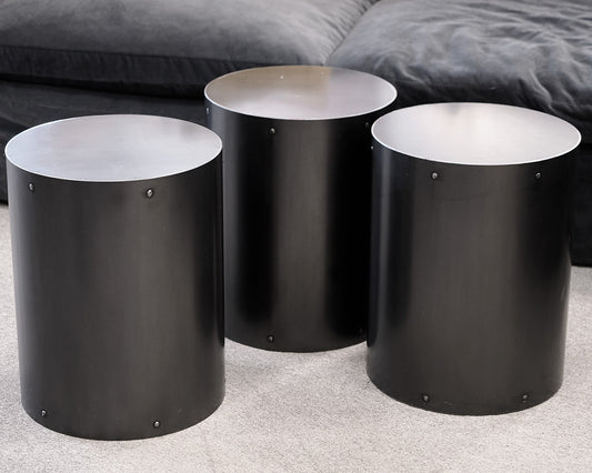 Set of Three John Beck Steel Stools