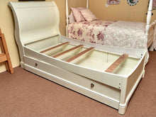Cream Finish Sleigh Twin Bed With Under Storage