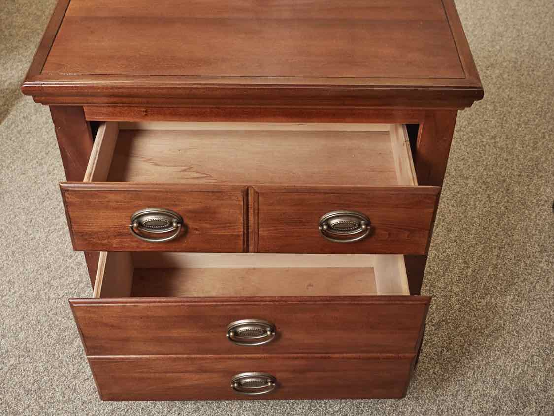 Pair of Cherry Finish Two Drawer Nightstands
