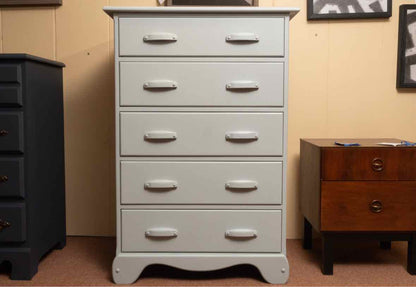 Solid Maple 5 Drawer With Wooden Knobs In Fog Blue Finish Chest
