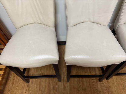 Set of 4 Beige Leather Counter Stools