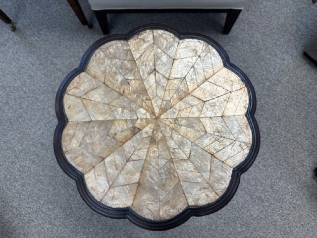 Scalloped Side Table W/ Mother of Pearl Top