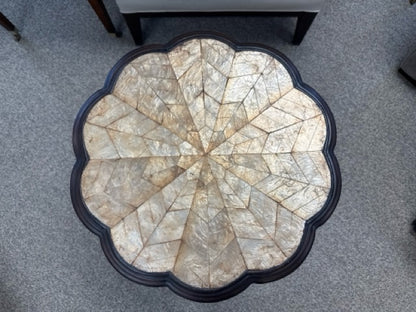 Scalloped Side Table W/ Mother of Pearl Top