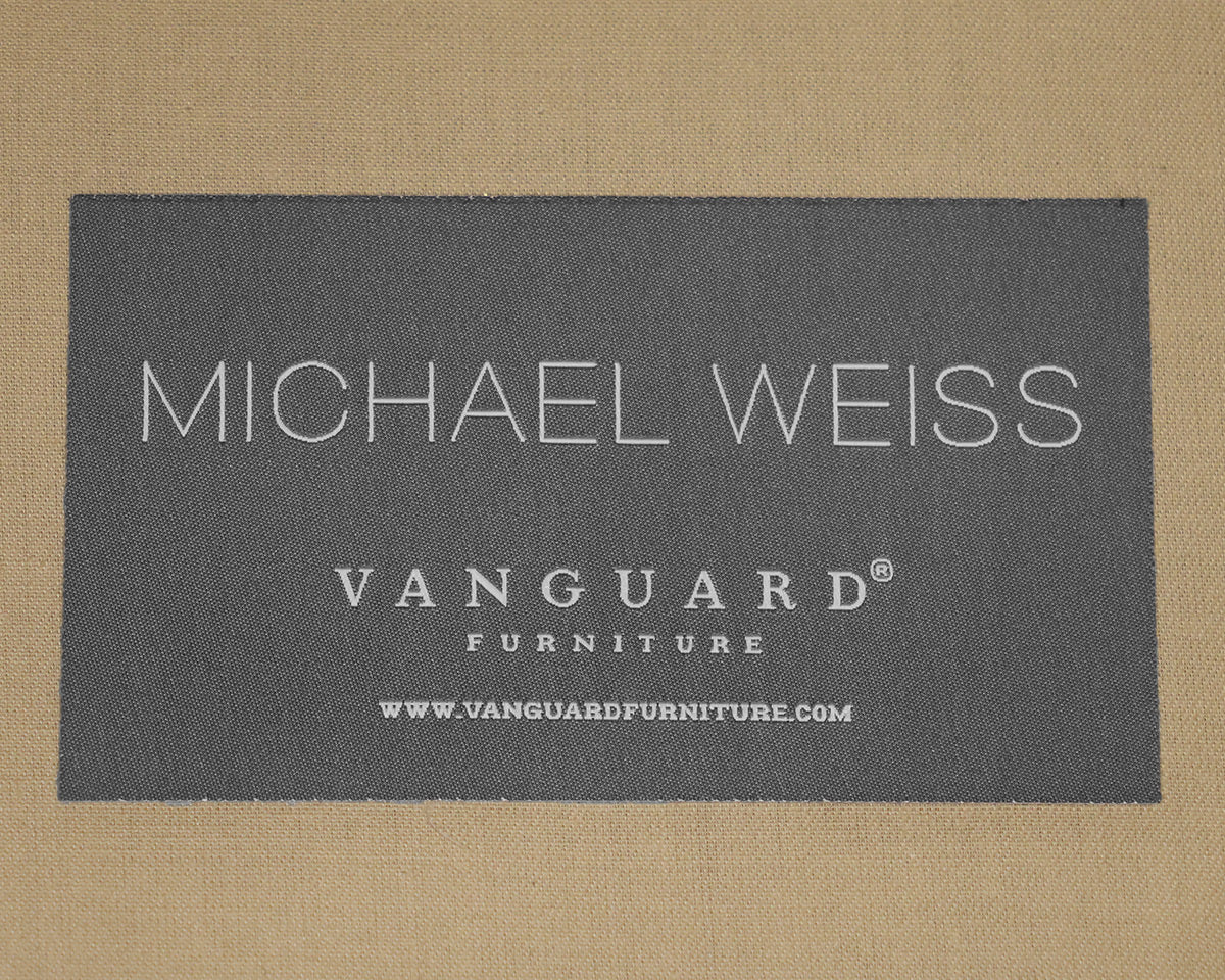 Michael Weiss for Vanguard Pair of Chairs in Blue Herringbone Fabric.